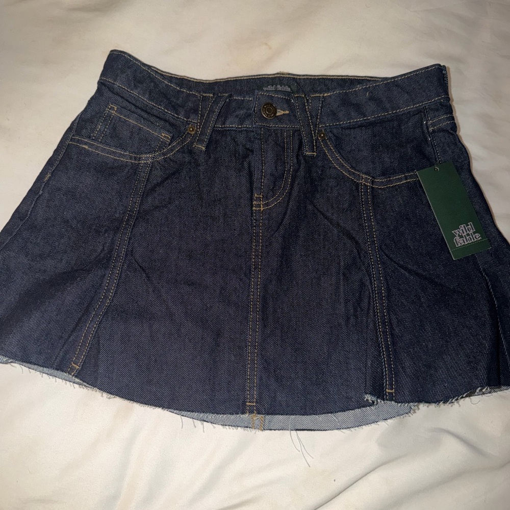 NWT wild fable navy denim pleated mini skirt